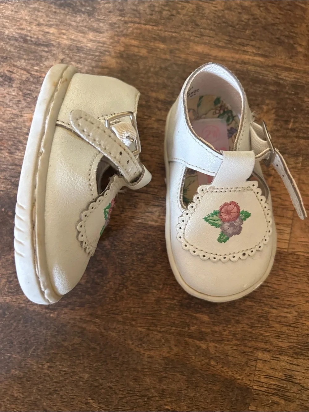 Baby Cream Floral Embroidered Mary Jane Walkers